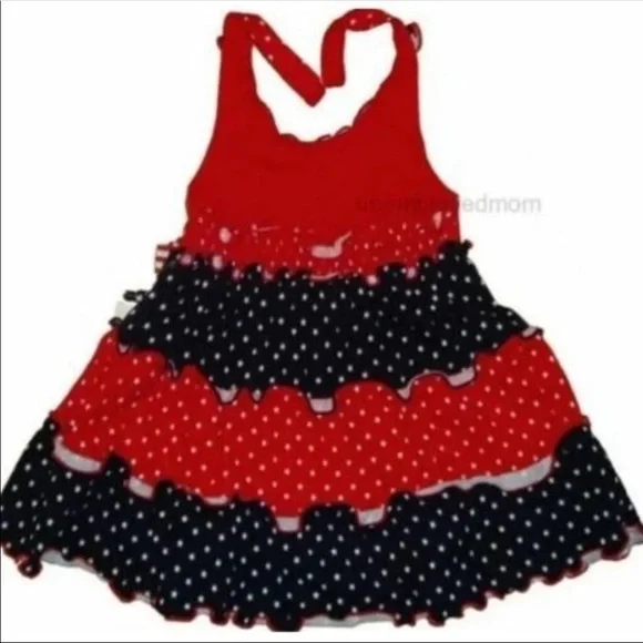 Girls Summer Dress Patriotic Outfit Red White Blue Holiday July 4th Fourth - Picture 4 of 6